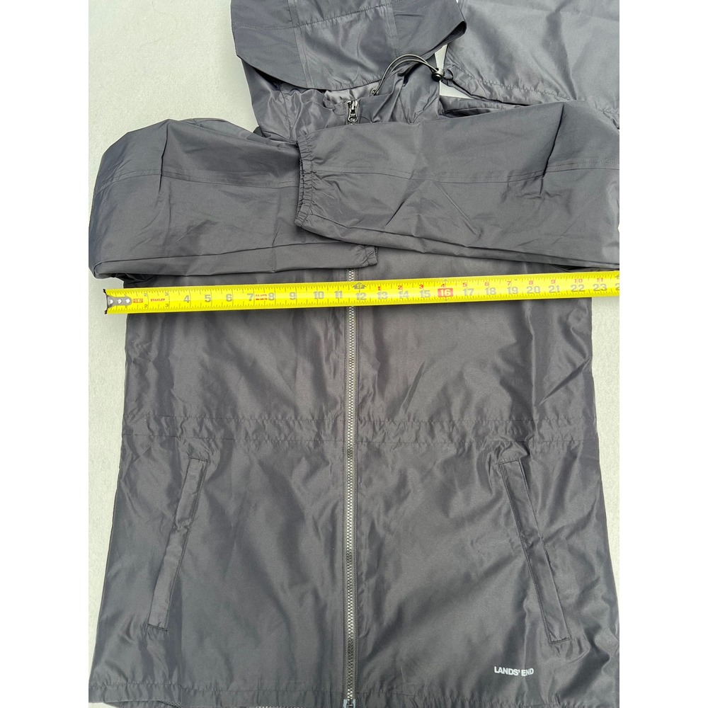 Lands End Womens Black Packable Rain Jacket Hooded Windbreaker NWT Small - Picture 4 of 6